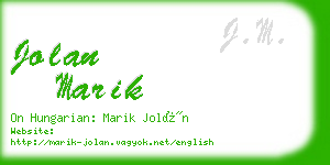 jolan marik business card